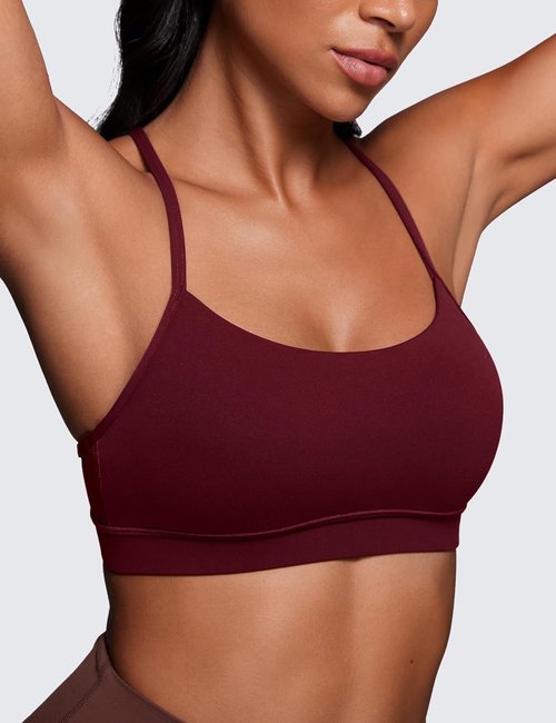 CRZ YOGA Butterluxe Y-Back Sports Bra for Women - Padded Low Impact Workout Top in Black