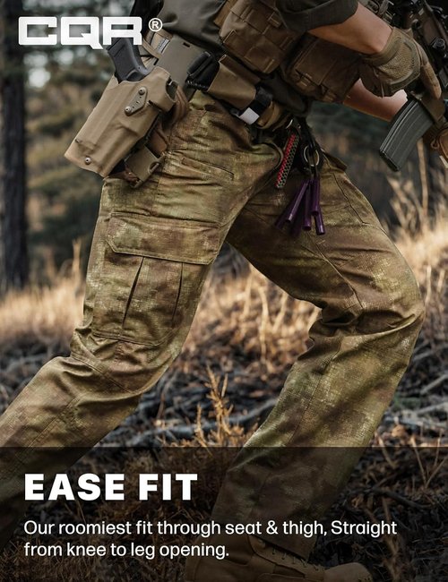 CQR Men's Tactical Pants - Lightweight Water Resistant Ripstop Cargo Pants for EDC & Hiking