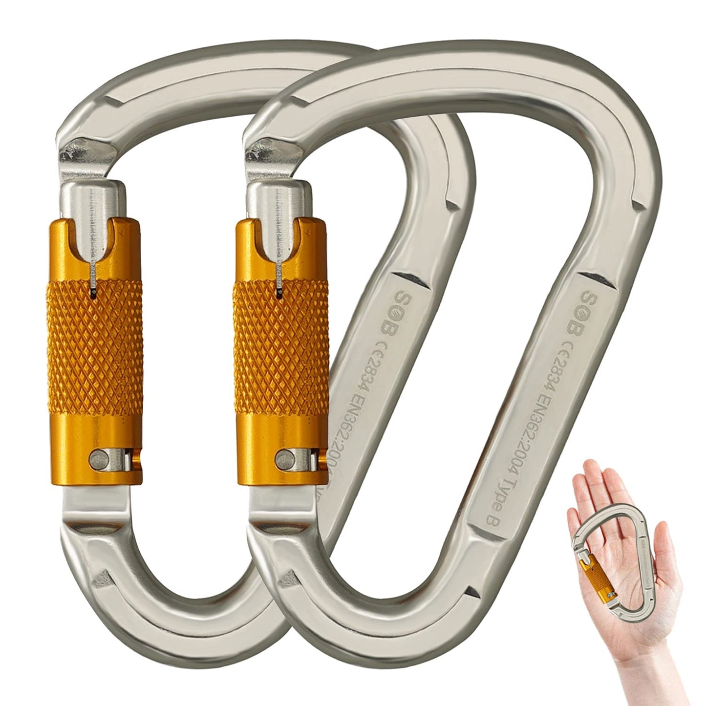 Carabiner Caribeener Clips Heavy Duty Large Alloy Steel D Ring Shape Locking Carabiner for Hammock,Keychain,Outdoor,Camping,Hiking,Dog Leash Harness