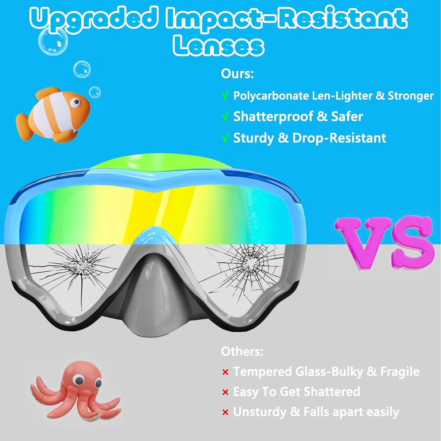 MOMUSE Kids Swim Goggles - Soft Fabric Strap, 3D No-Leak Design & UV Protection for Ages 3-14