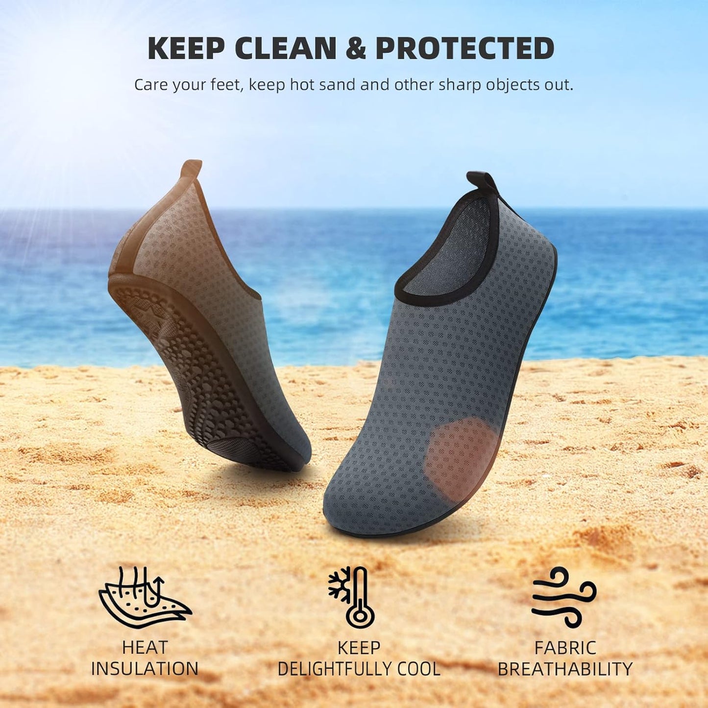 Skiennix Water Shoes - Quick-Dry Aqua Socks for Swimming & Beach Activities | Adult & Youth Sizes