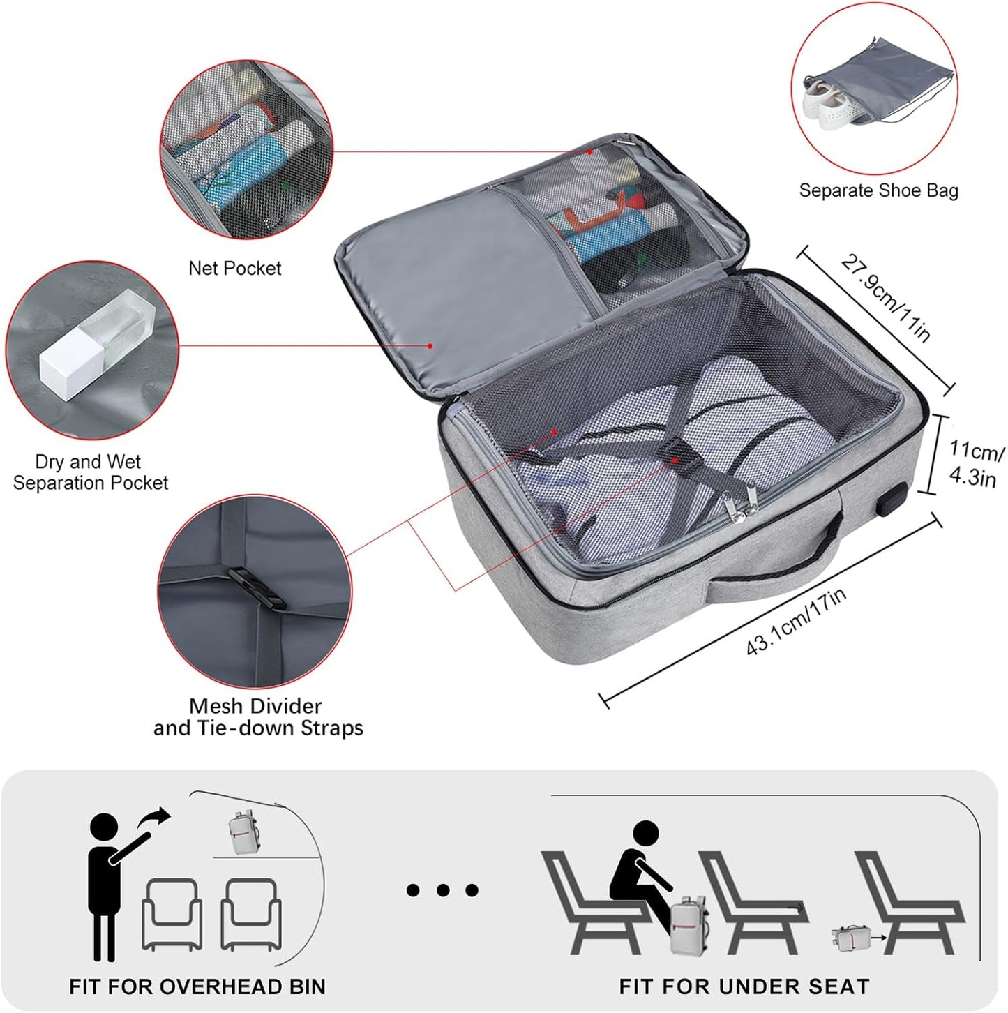 Skiennix Travel Backpack - TSA Approved with USB Charging Port | 15.6-Inch Laptop Bag for College & Business - Grey