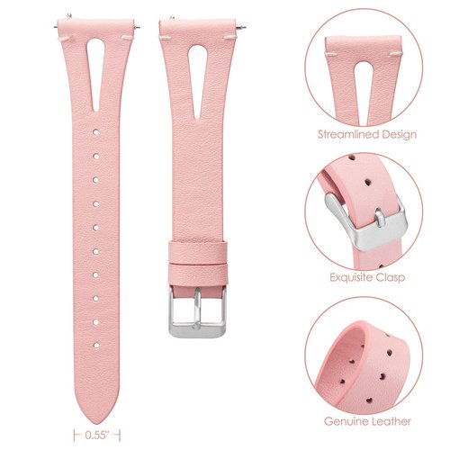 ID208 Plus Smart Watch Band, Lamshaw Slim Vintage Leather Strap Replacement Compatible for Quican ID208 Plus 1.8 Inches, aeac ID208 Plus, WMK ID208 Plus 1.8 Inches Smart Watch, Fitpolo ID208 Plus 1.8'' Smart Watch (Pink)