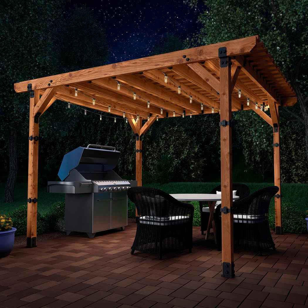 Ozco Laredo Sunset Lite 6x6 Post Base Kit - Galvanized Steel with Decorative Plates & Screws