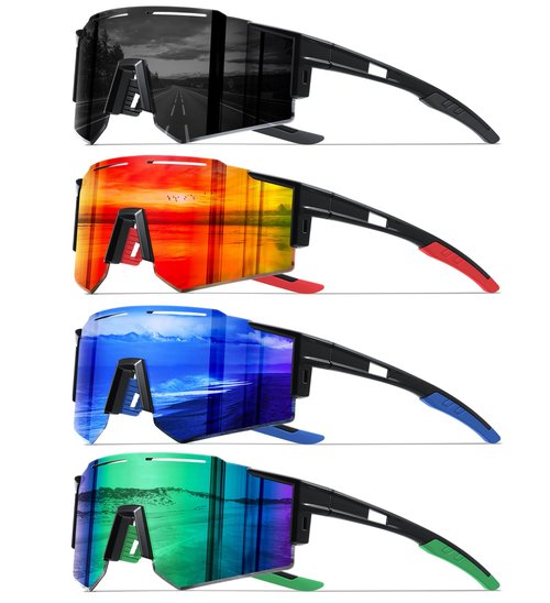 DioKiw 4PACK Polarized Sport Sunglasses for Men UV Protection Cycling Fishing Sun Glasses Big Frame Mountain Bike Goggles
