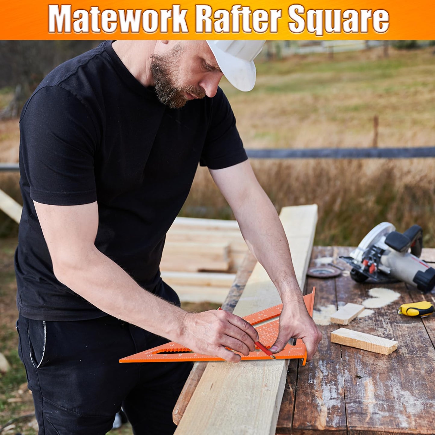 Carpenter Square 12 Inch, Matework Rafter Square for Angle Drawing Measuring Ruler, Framing Square Tool Aluminum for Woodworking, Carpentry