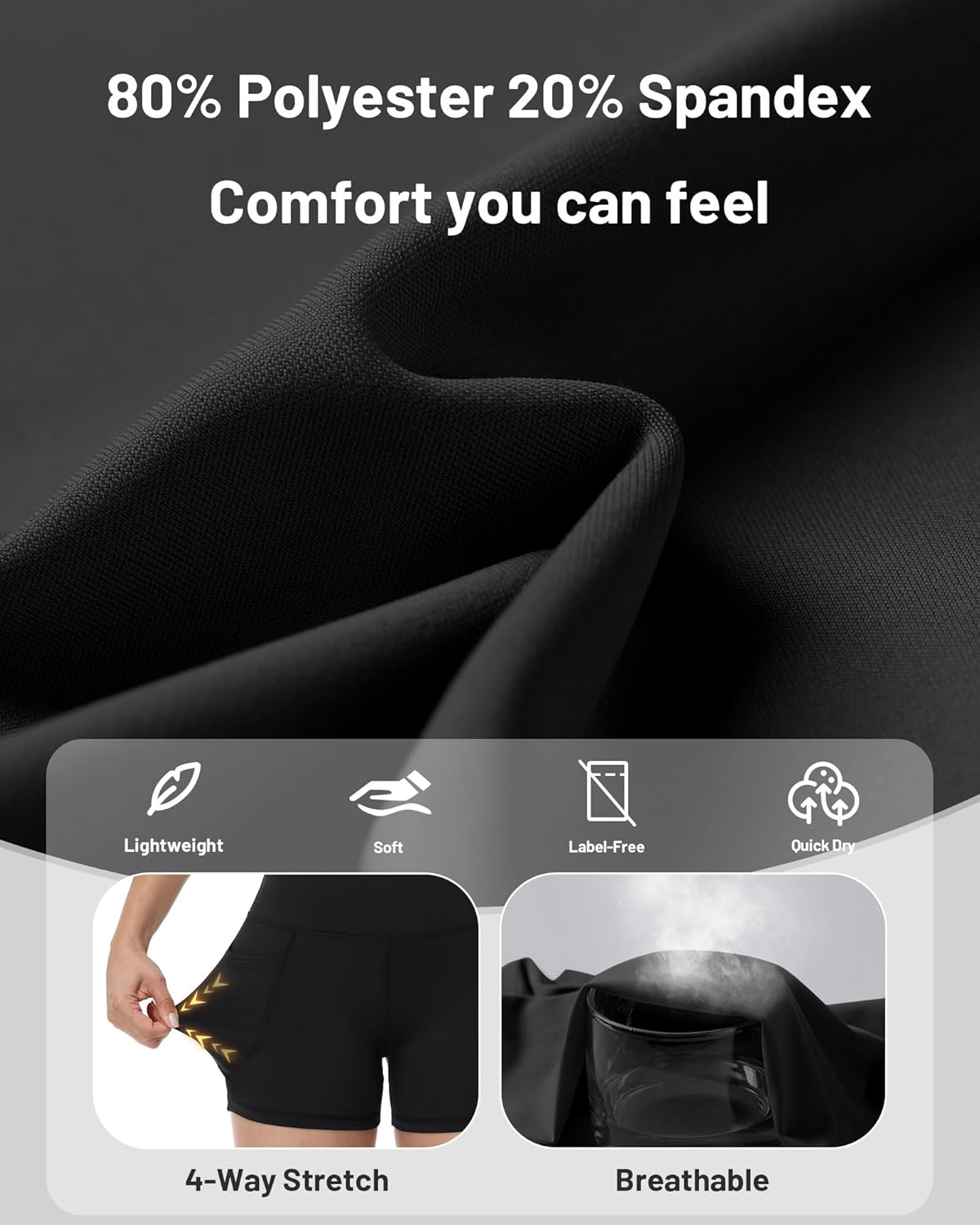 Runhit Biker Shorts for Women - High Waisted Yoga & Workout Spandex with Pockets | 8''/5''/3'' Sizes