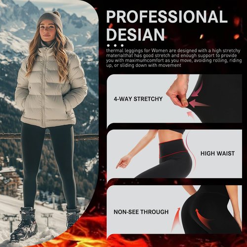 Hi Clasmix Fleece Lined Leggings for Women - High Waisted Winter Yoga Pants, Warm Thermal Running Workout Tights