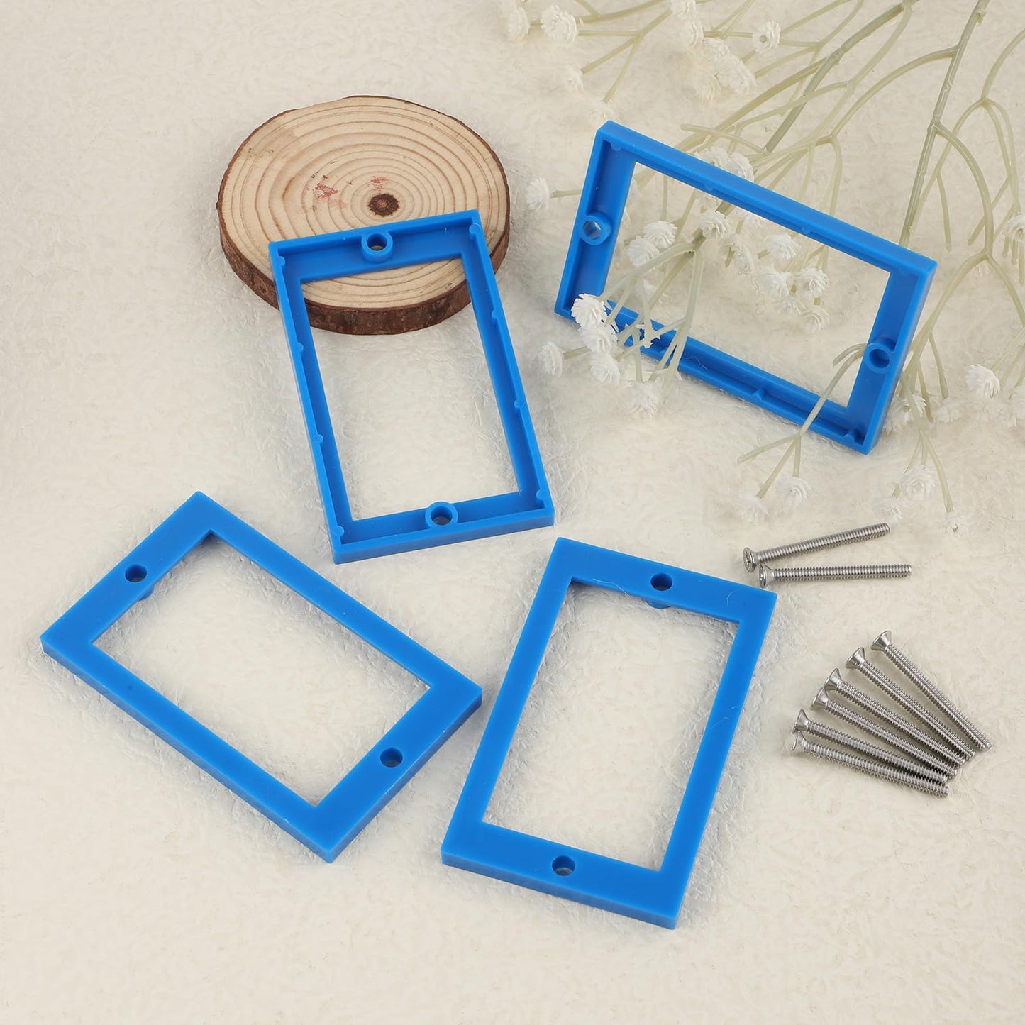 4pcs Electrical Box Extenders, 1/4" Receptacle Outlet Box Extenders Single Gang Extender with 8 Screws Outlet Extender for Electrical and Power Socket Switch (Thin Style)