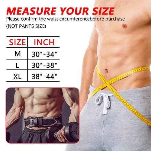 Leather Weight Lifting Belts for Men, Gym Belt for Weight Lifting, Lower Waist Back Support for Powerlifting Weightlifting Heavy Duty Workout Strength Training Bodybuilding Cross Training Dip
