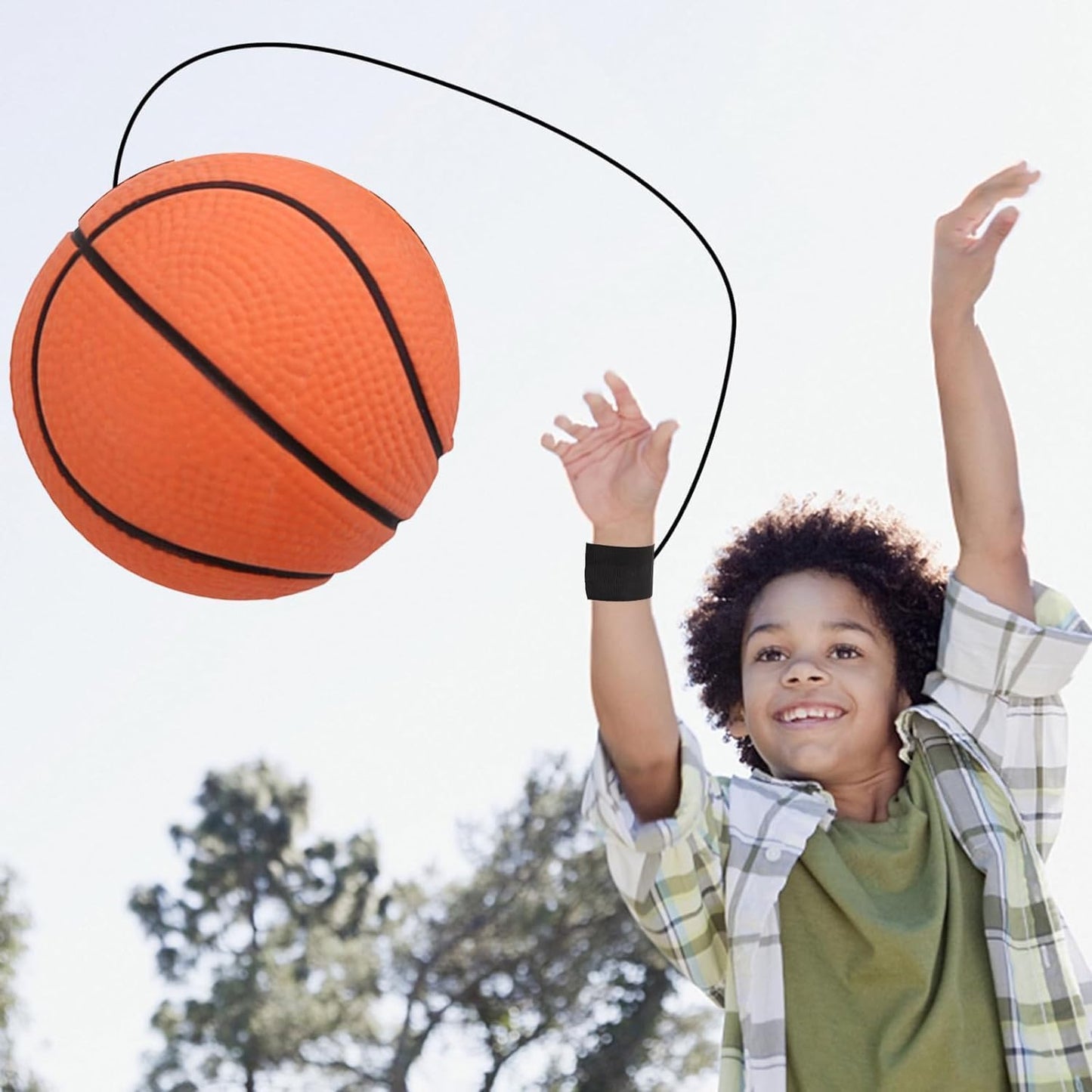 Wrist Return Ball, Basketball Wrist Return Ball, Small BasketBalls for Wrist Exercise Fun Outdoor Adults, Speed and Agility Training Tool, Rubber Rebound Bouncy Wristband Balls on Elastic String