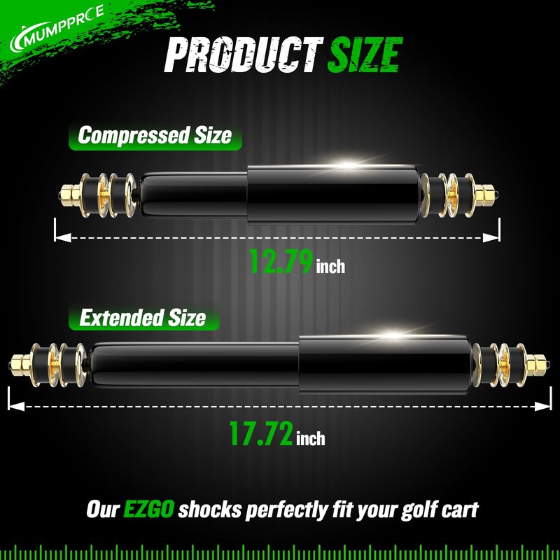 MUMPPRCE EZGO TXT Shocks, Golf Cart Front and Rear Shock Absorbers for EZGO TXT & Medalist 1994-Up Gas & Electric Models, Replaces OEM# 76418-G01, 70248-G01, 70324-G01, 76419-G01, 2 PCS