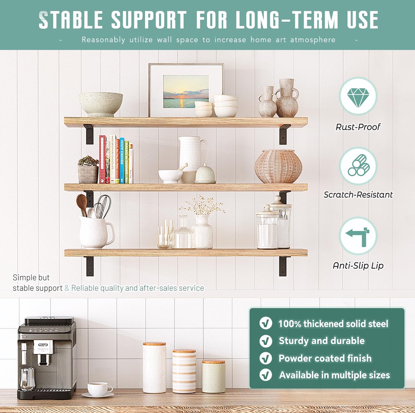 Countertop Support Brackets 4 Pack L Bracket Countertop Brackets 16" x 6" x 2.5" Heavy Duty 3/8" Thick Shelf Brackets Metal Corbels L Shape Bracket for Wood Shelf/Quartz/Granite/Concret Countertops