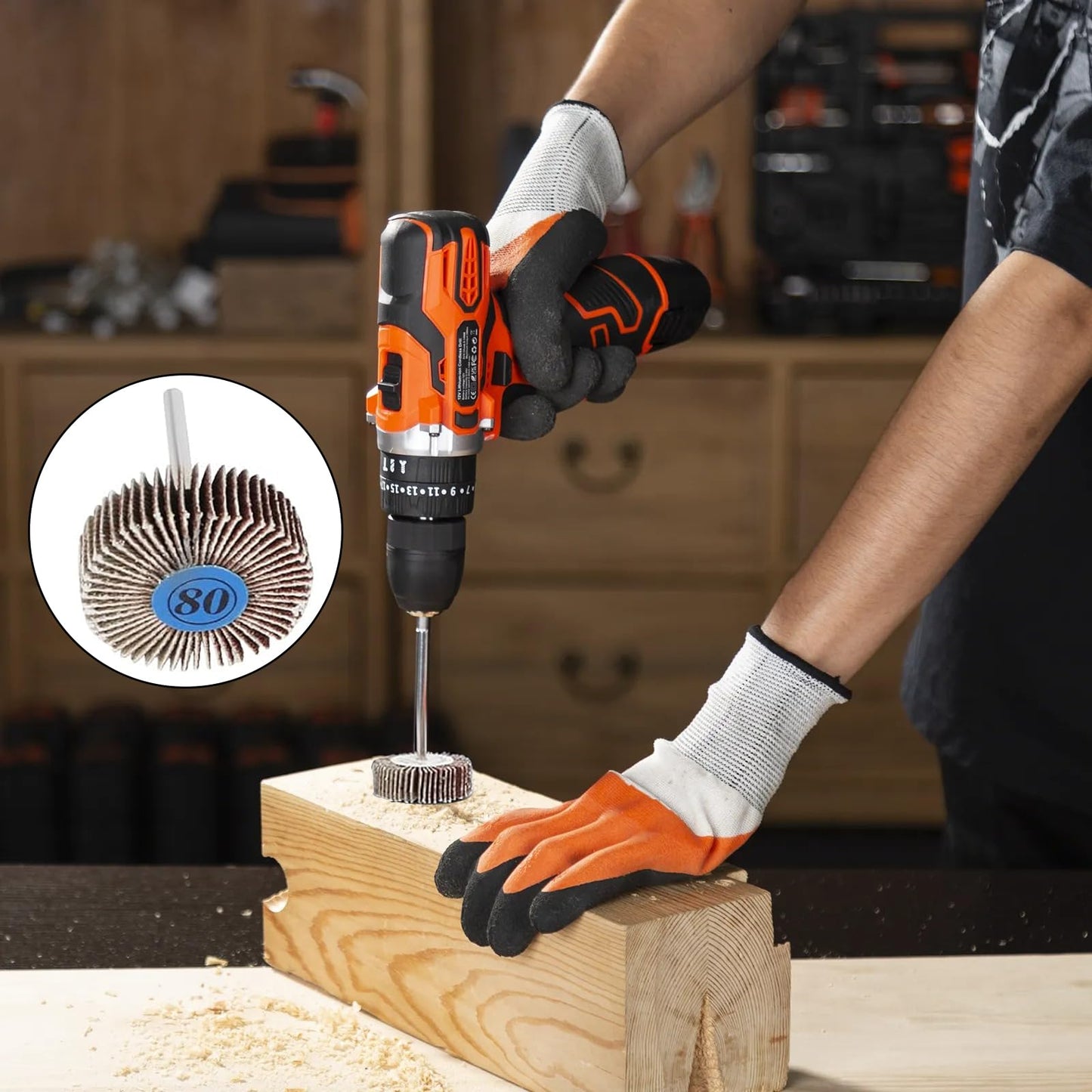 20 Pcs Dremel Flap Wheel Sandpaper - 80 Grit, 1/8" Shank for Drill, Grinder, Rotary Tool