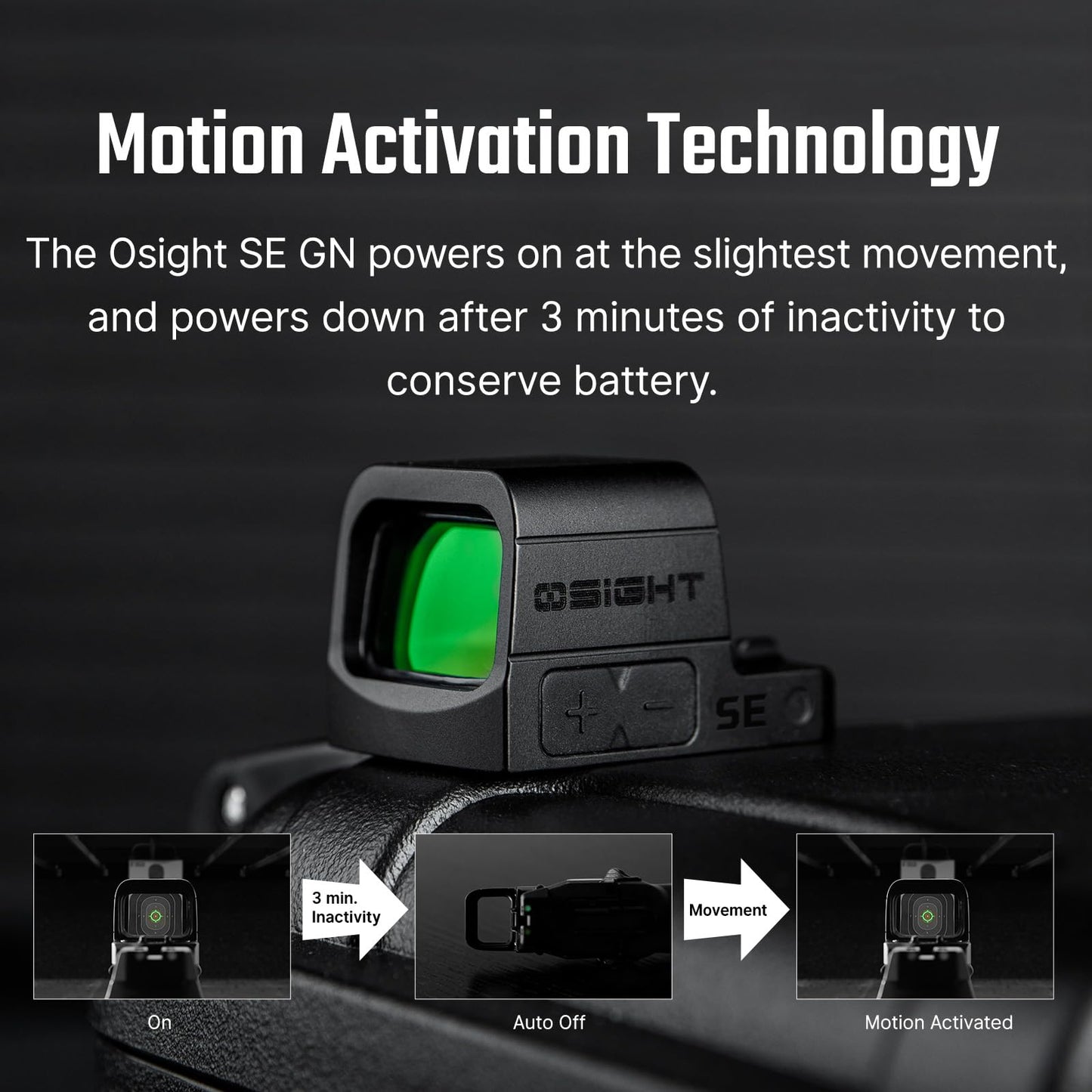 OSIGHT SE Enclosed RMSc Green Dot Optic, 2 MOA Dot & 32 MOA Circle