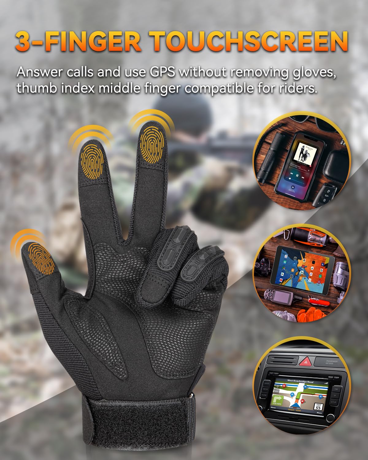 Motorcycle Tactical Gloves Men Women with Knuckle Protection Touchscreen