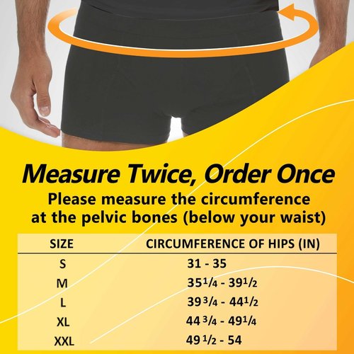 URIEL Right Side Hernia Belts for Men - Inguinal Hernia Belt for Men, Pre and Post Surgery Truss, Size Medium, Black (35.3-39.5 Inches)