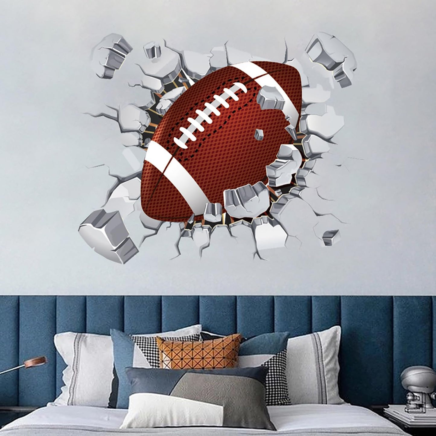 2 Sheets Rugby Breakthrough Wall Decals - American Football Sports Art Stickers for Kids Room Decor, Boys Bedroom, Football Lovers & Players - Easy Peel & Stick Wall Art