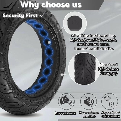Felixstory 10 Inch Scooter Tire, 10x2.5 60/70-6.5 Solid Rubber Tire Fit for Ninebot Max G30P G30LP G2~Gotrax G4 G5 G6 GMAX Ultra~Hiboy Max 3 Scooter, Anti‑Explosion Solid Hole Tyre