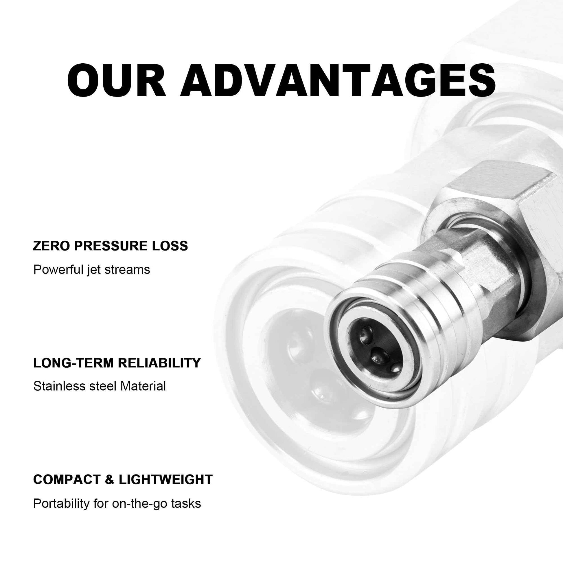 Raincovo Garden Hose to Pressure Washer Adapter, 3/4” GHT to 1/4” Quick Connect, Convert Water Hose to Power Washer Connector, Car Washing Nozzle & Hose Attachment, Stainless Steel, 2 Pack