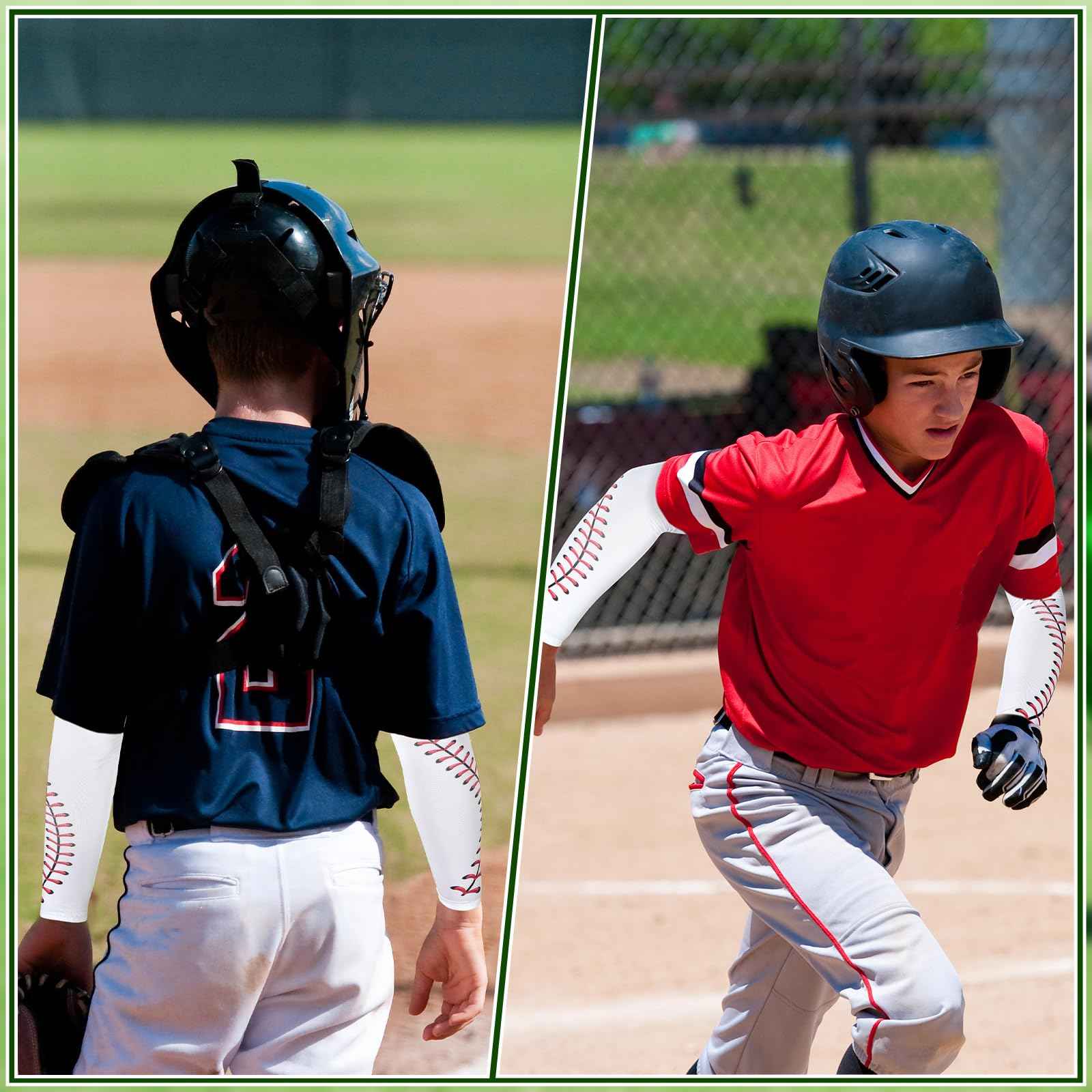 Cozypower 12 Pairs Baseball Sleeves for Youth Boys Sports Arm Softball Compression Kids Arm Sleeves for Sun Protection(YM,White)