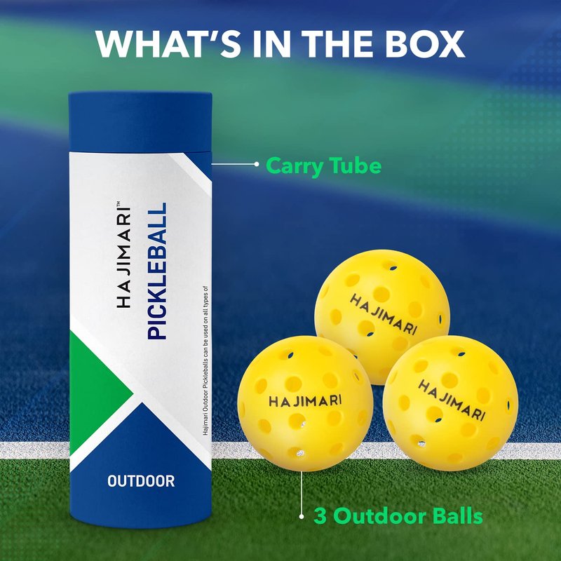 Hajimari Indoor Outdoor Pickleball Balls - 3 Pack 40 Hole USAPA Approved Pickleballs for Indoors and Outdoors, Storage Tube | Beginner and Professional Play | Neon Yellow or Green