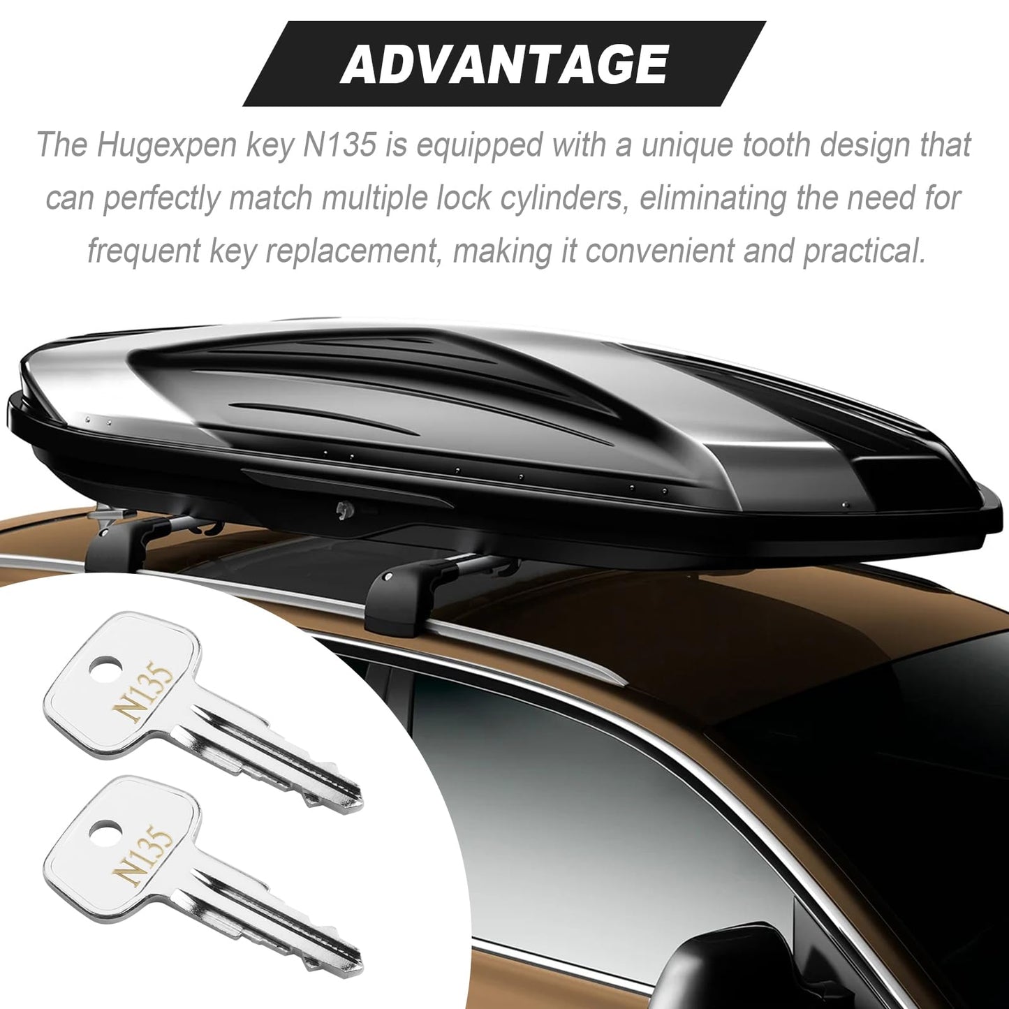 N135 Key Replacement for Thule Rack Core, Key Cylinder for Bike Rack Lock, Roof Cargo Lock, Roof Rack Locks, Cross Bars, Towers, Ski Rack Etc