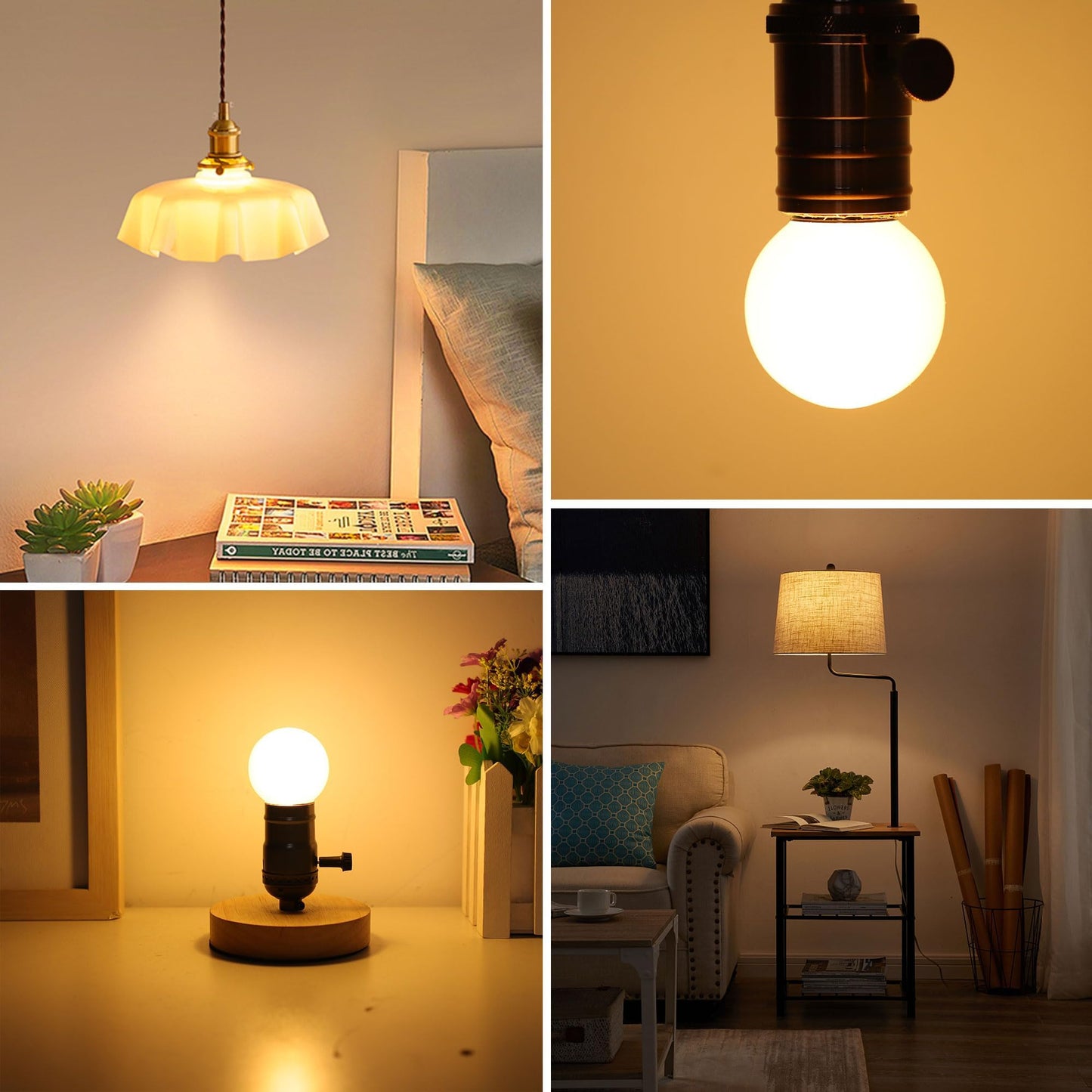 PADMO LUDAZ Dimmable E26 G16.5 LED Light Bulb 40W Equal 4W Frosted Globe Light Bulbs,Small Round Light Bulbs Type G Light Bulb for Chandelier,Pendant,Vanity,Warm White 2700K 400LM,Pack of 6