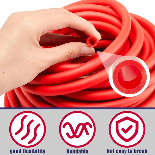 Wesnoy 1 Roll Resistance Tubes Exercise Tubing 50ft Exercise Bands Tubing for Therapy, Lower Pilates, Home Workouts, Rehab Core(Red,Beginner Level 3)