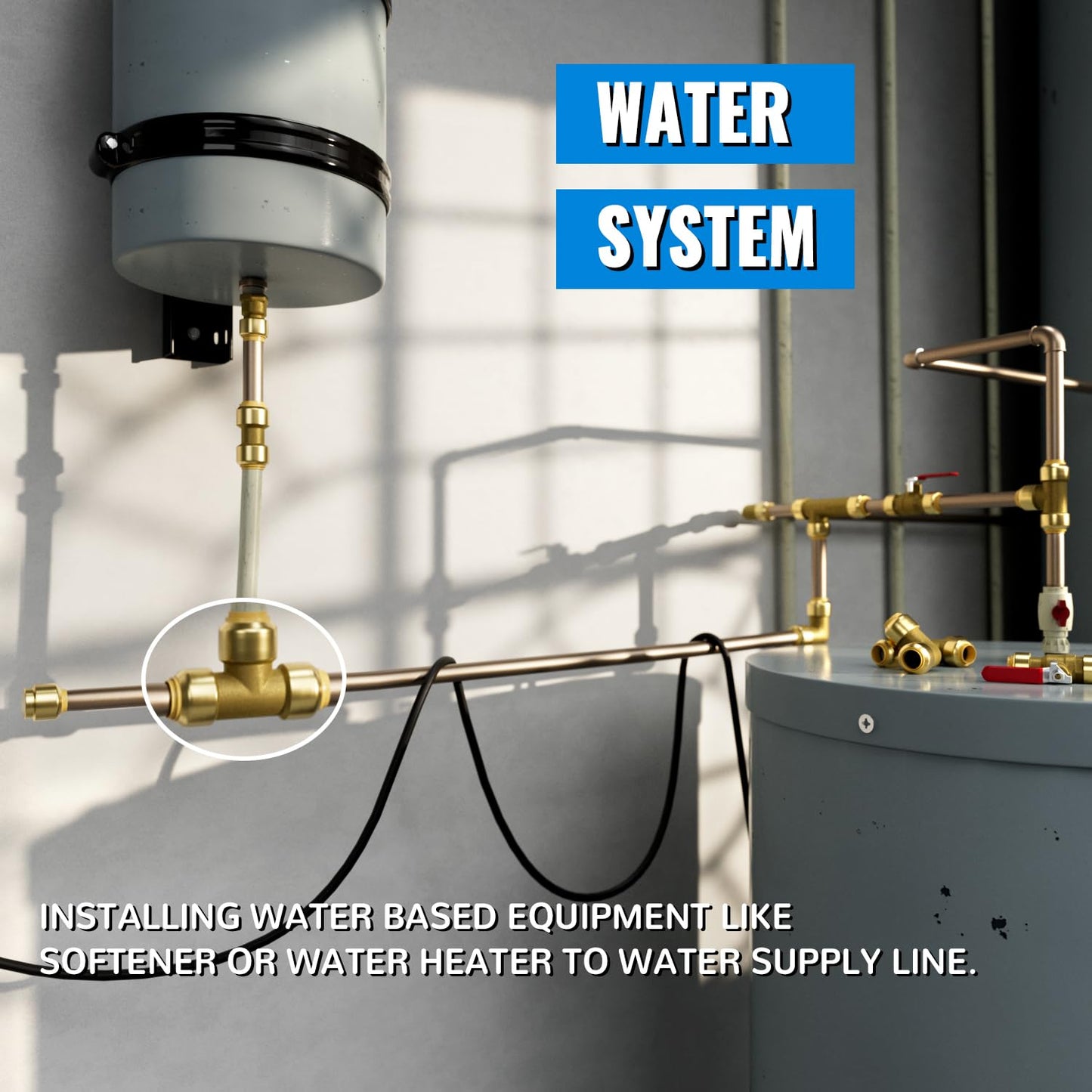 SUNGATOR 12-Pack Tee Plumbing Pipe Connector, 3/4-Inch Push Fit PEX Tee, No Lead Brass T Fittings with Disconnect Clip, Push-to-Connect, Copper, CPVC