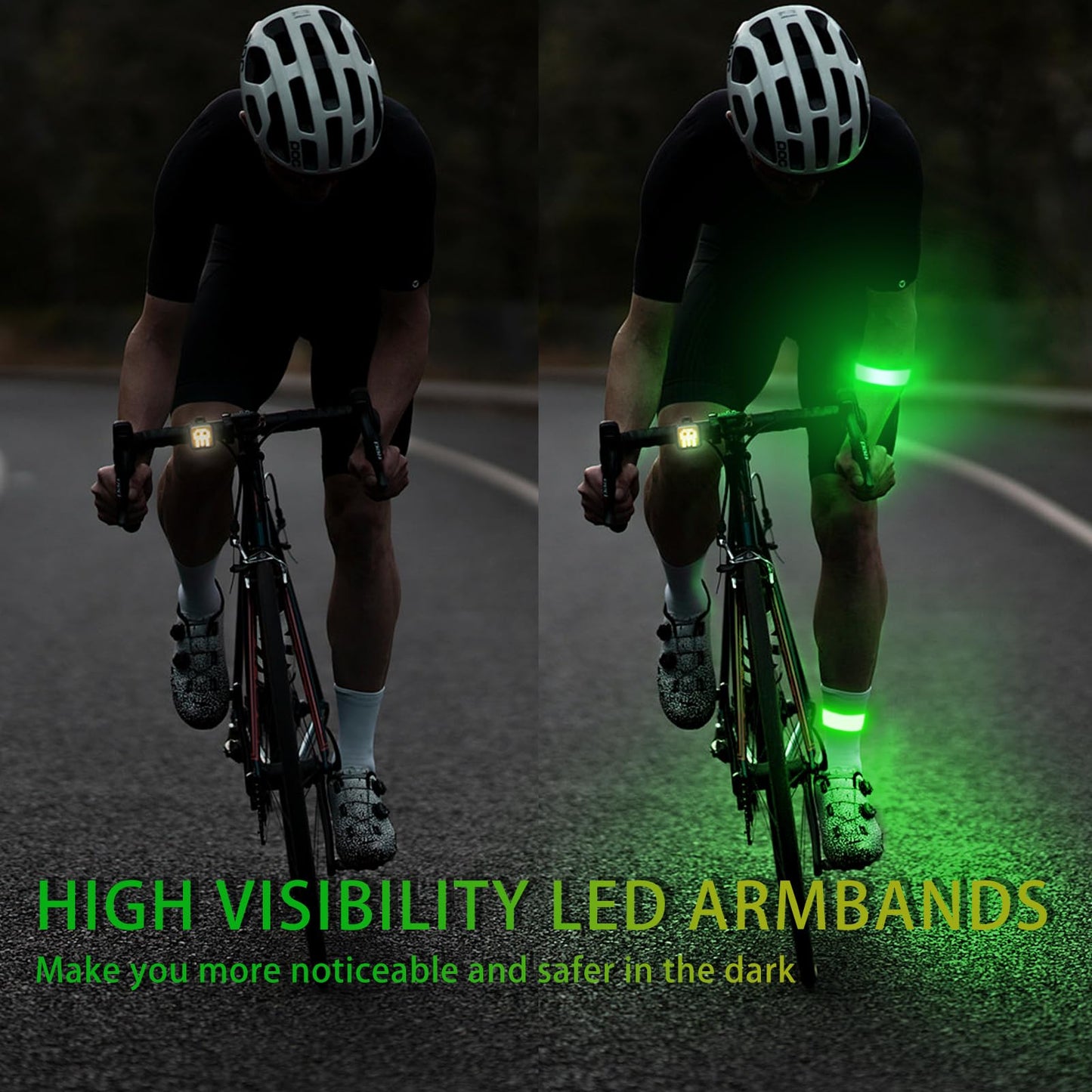 Todoxi 2 Pack LED Armband Rechargeable, Running Lights for Runners, Running Lights, Reflective Running Gear Light Up Armband High Visibility LED Wristband Lights for Running Walking