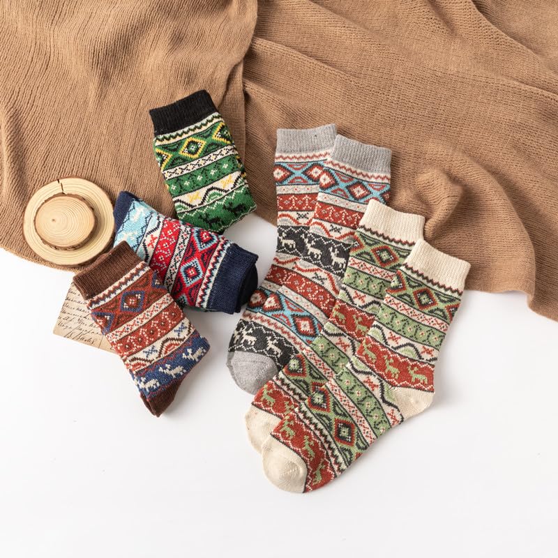 Cozy Wool Socks for Women - 5 Pairs, Multicolor - Gift Idea