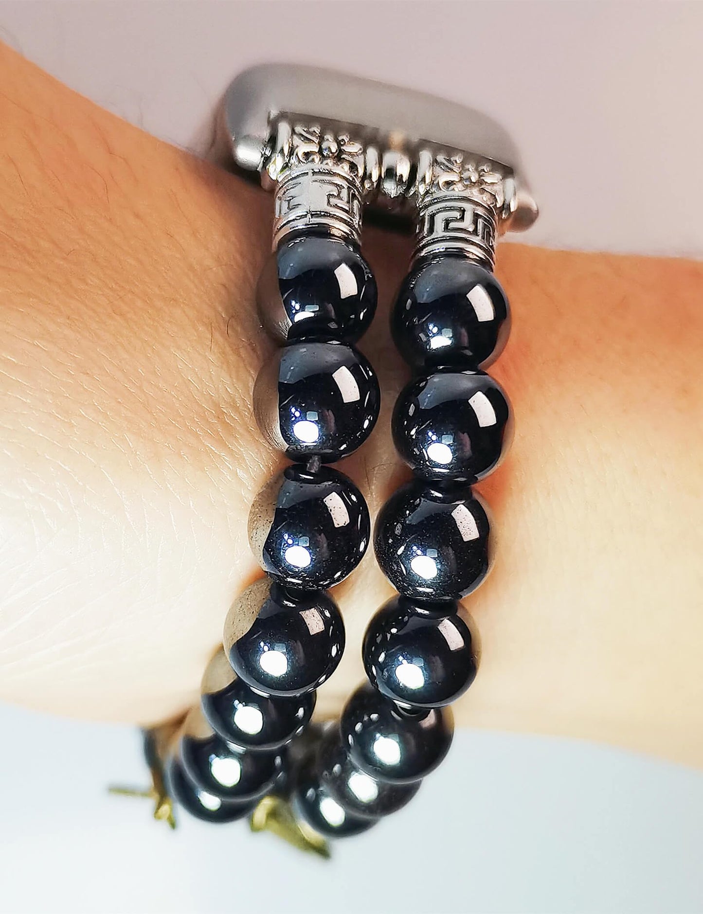 FTWIND Compatible with Fitbit Charge 5/6 Band Agate Natural Gemstone Beads Bracelet for Women Energy Stones Healing Crystal Stretch Chakra Bracelets Tree of Life Obsidian 6"-6½"