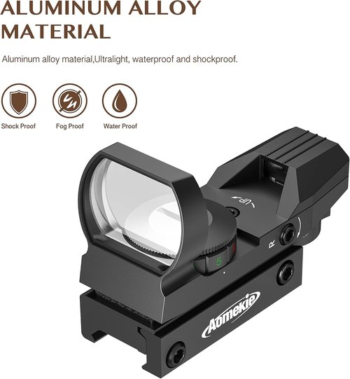 Aomekie Red Green Dot Gun Sight Scope - 4 Reticles Reflex Sight with 20mm Mount Rail