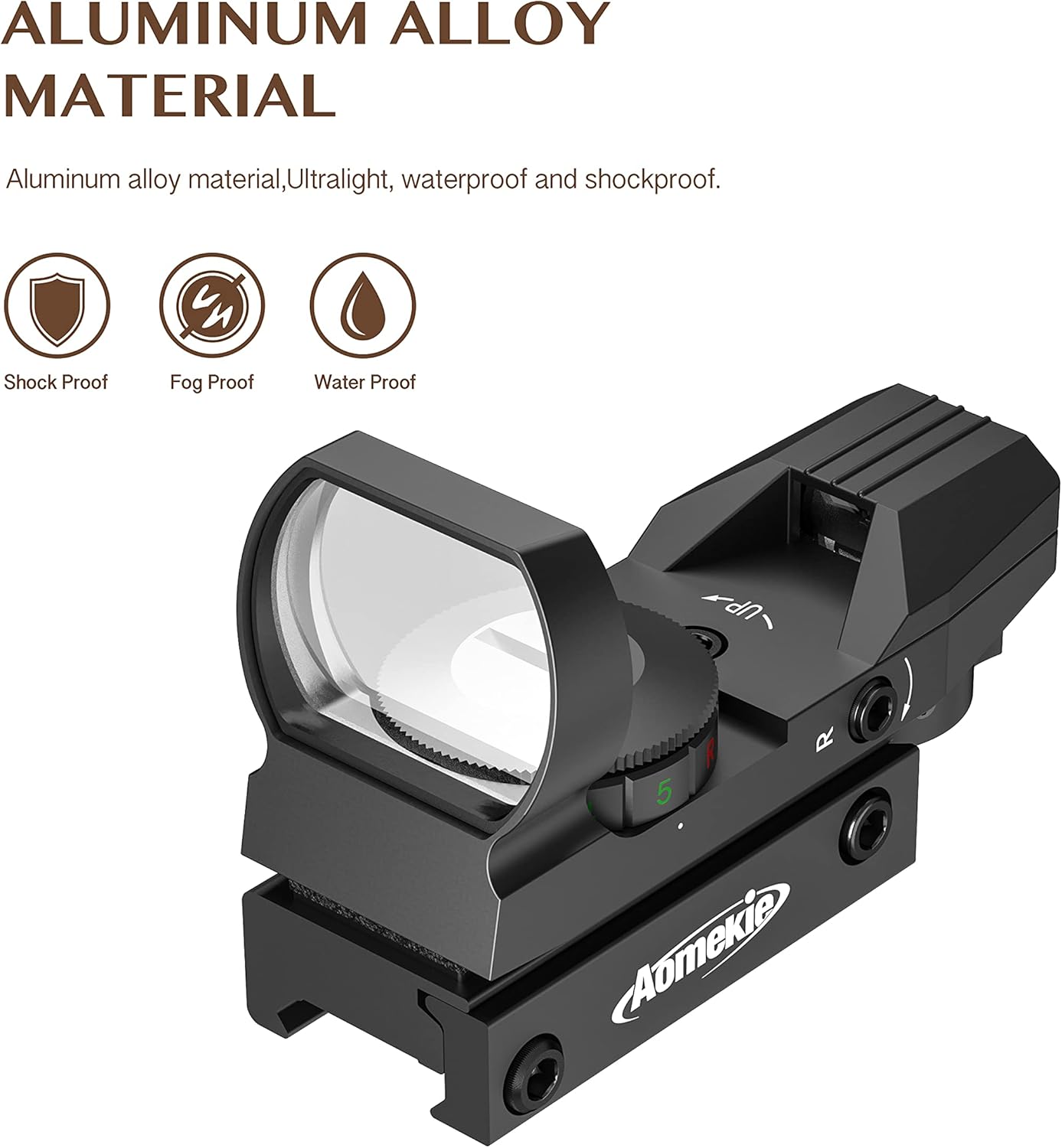 Aomekie Red Green Dot Gun Sight - Tactical Reflex Scope with 4 Reticles & 20mm Mount Rail