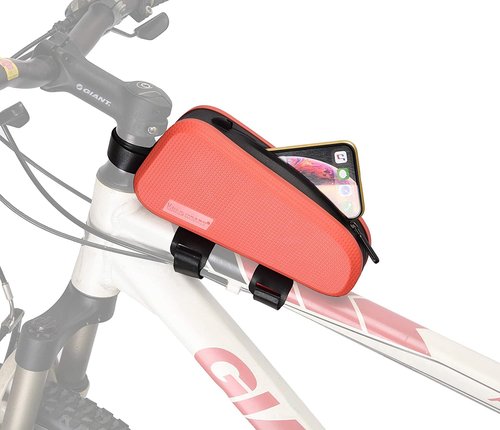 WILD HEART Bike Top Tube Bag Bicycle Front Frame Bag Waterproof Bike Pouch Pack Bike Phone Bag Cycling Accessories Pouch for Mountain Road Bike (Orange)