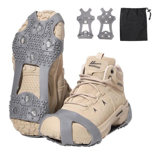 Crampons Ice Cleats for Boots Shoes Anti-Slip Spikes Snow Grips Cleats Shoe Spikes for Snow and Ice Anti-Slip Rubber Traction Cleats for Hiking Fishing Walking