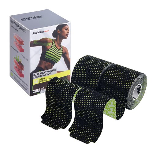 FitPoint Synthetic Kinesiology Tape Ultra-Sticky Adhesive Athletic Tape 40 Count Precut Strips 2 Rolls Pain Relief Joint Support Waterproof Elastic Sports Tape for Shoulder Knees Wrist Ankle Feet