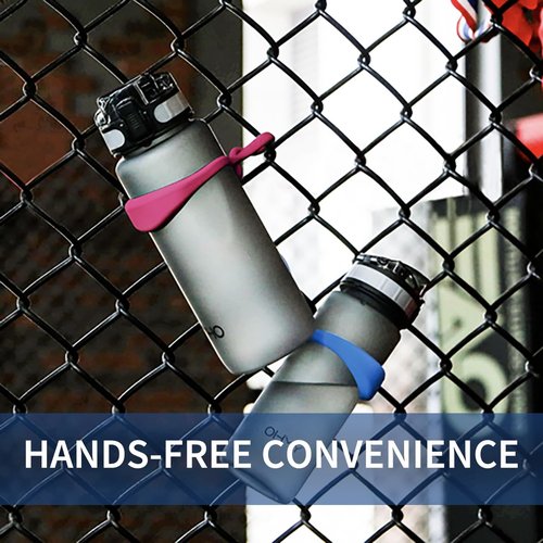 OHMY FIT Neo Magnetic Silicone Ring Strap for Water Bottle - Water Tumbler Strap Versatile Sports Bottle Ring - Water Bottle Carrier Strap for Gym, Backpack, Belt, Hiking,Outdoors & More (Onyx Black)