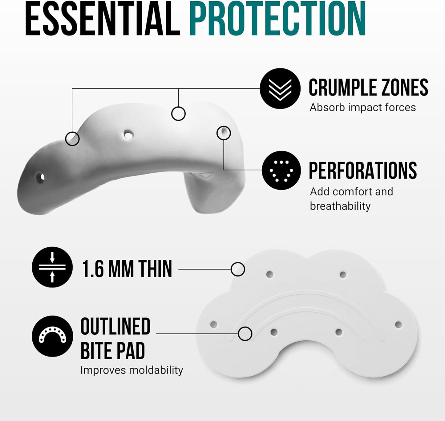 SISU Go Mouthguard - Low-Profile Snow White Tooth Protection for Sports | Remoldable & Breathable