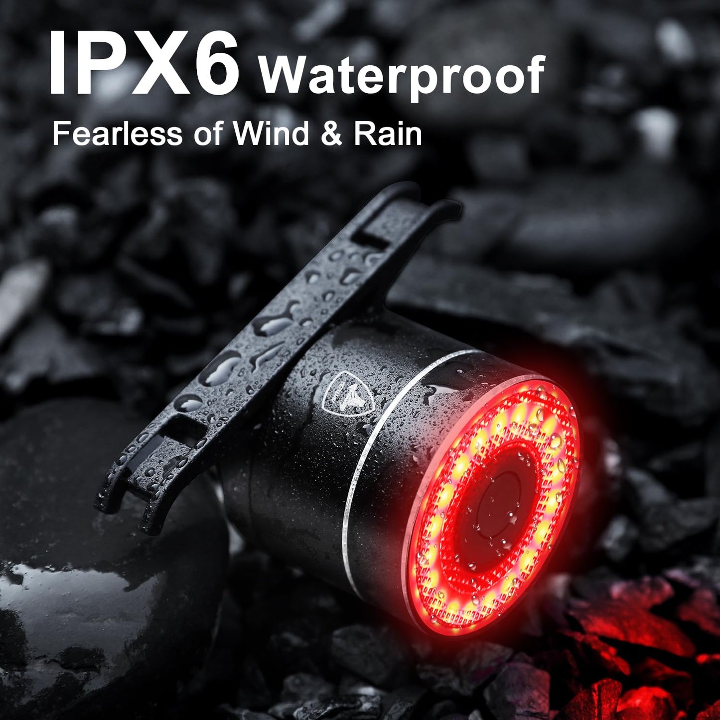 Smart Bike Tail Light, Auto On/Off, Brake Sensing Rear Bike Light, USB C Rechargeable Bicycle Rear Light for Night Riding, 4 Light Modes, IPX6 Waterproof