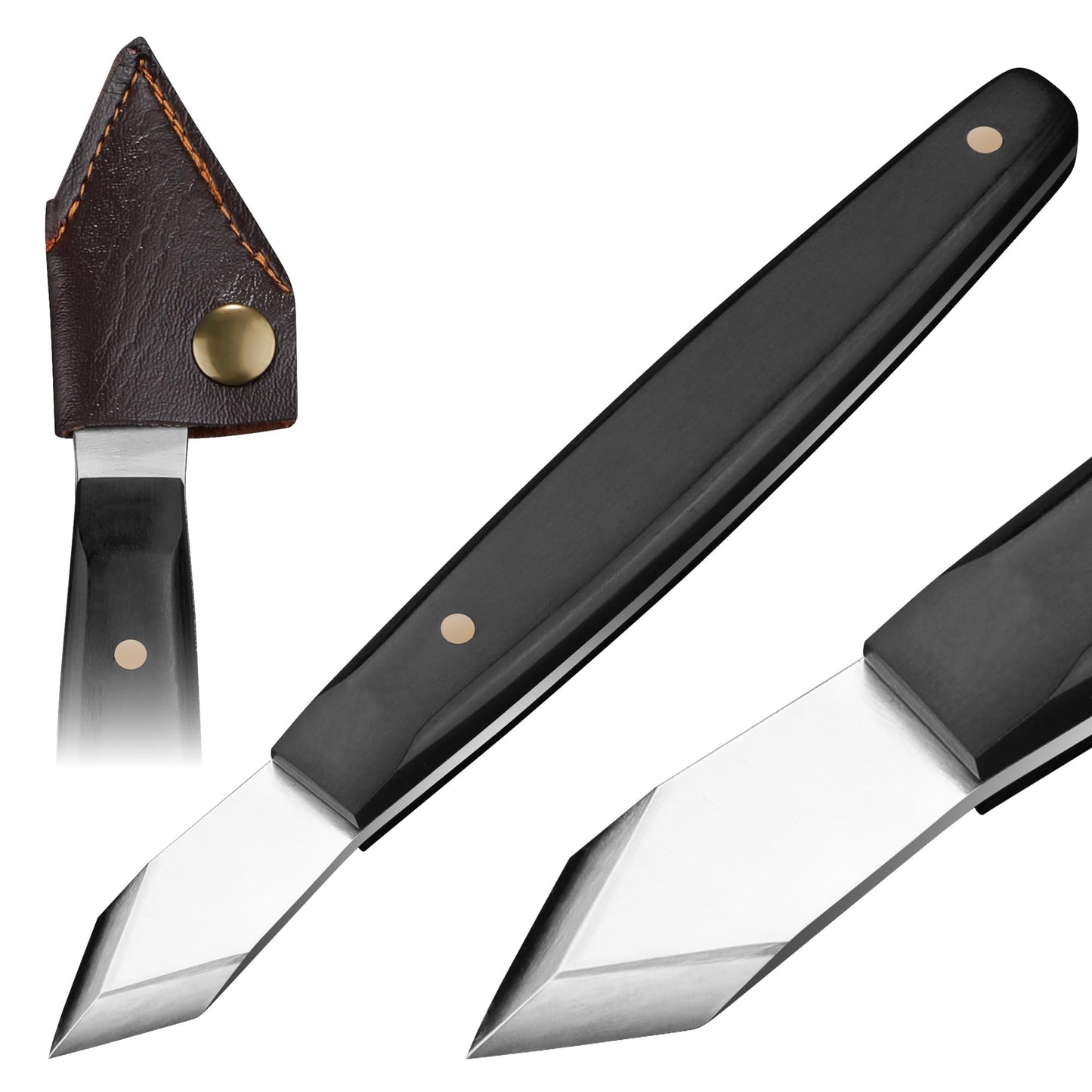 Marking Knife - 5CR15 High Carbon Steel Woodworking Scribing Knife, Double Beveled Blade with Wooden Handle, Leather Sheath Included - Wood Scribe Tool for Carving, Ideal Gifts for Men, Precision Tool