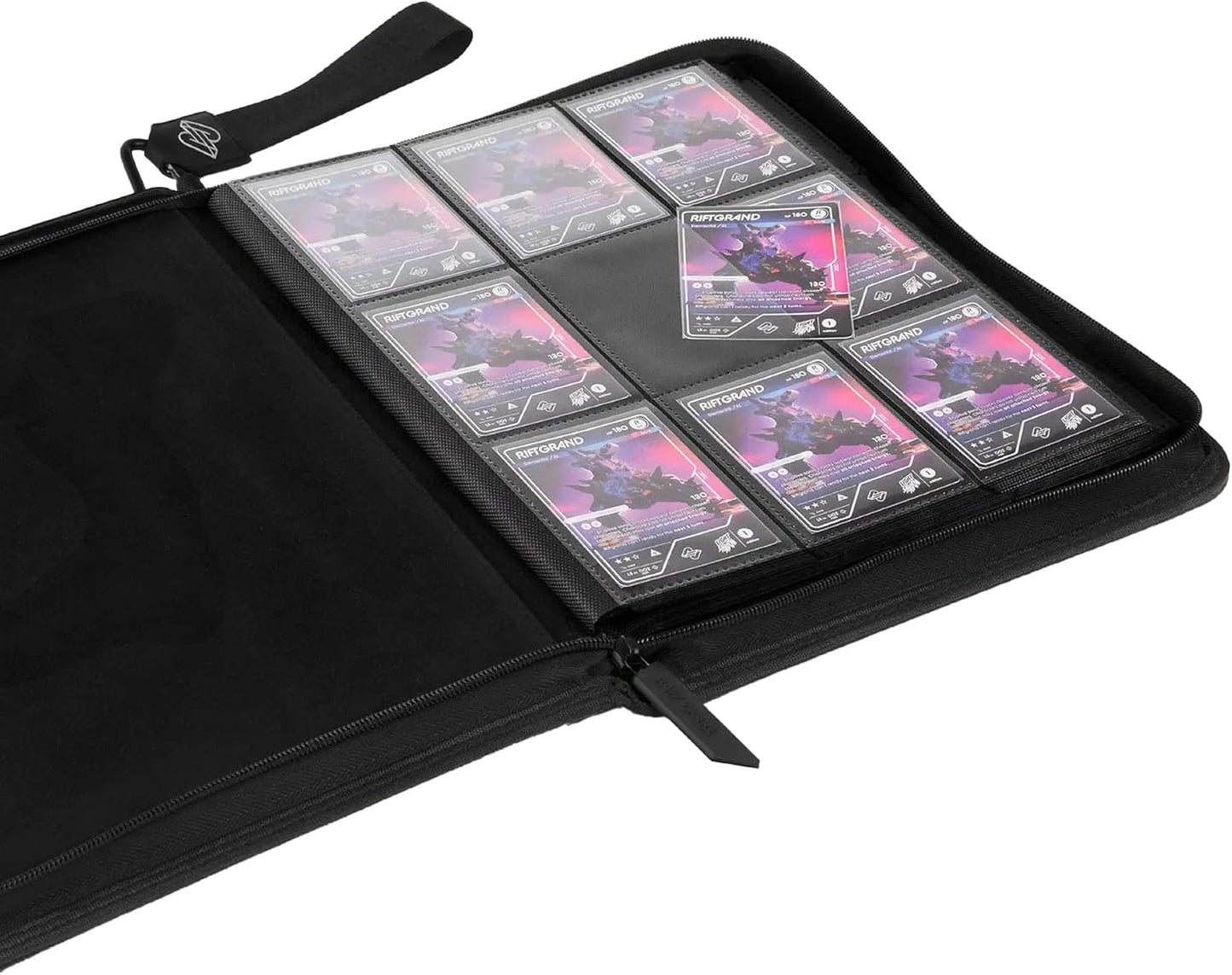 ZipBinder360 | Premium 9-Pocket Trading Card Collector's Binder - 360 Slots, Side-Loading Sheets, Black