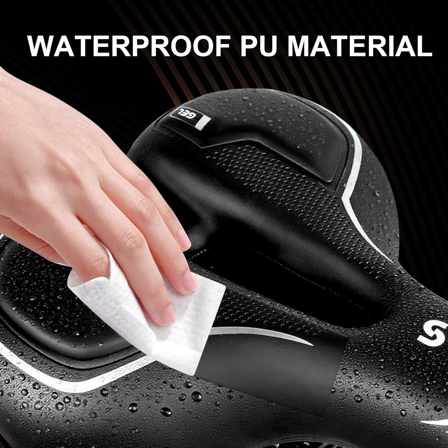 Skiennix Bicycle Saddle - Waterproof PU Trekking Seat with Shock-Absorbing Memory Foam | 25 x 21 cm