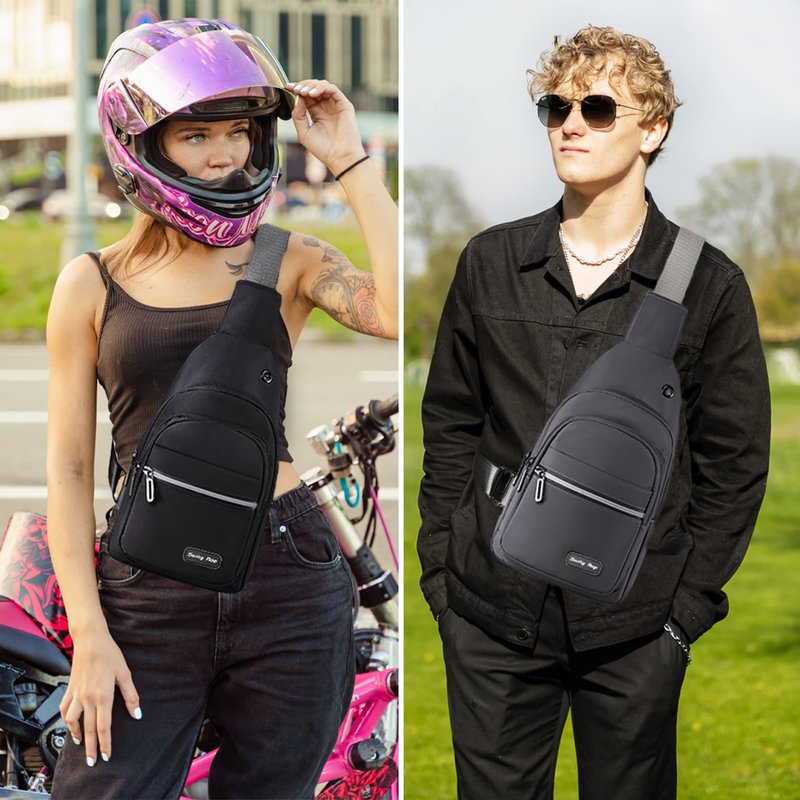 Seoky Rop Sling Bag Crossbody Backpack for Men Women Multipurpose Chest Shoulder Bag for Travel Hiking Daypack Black
