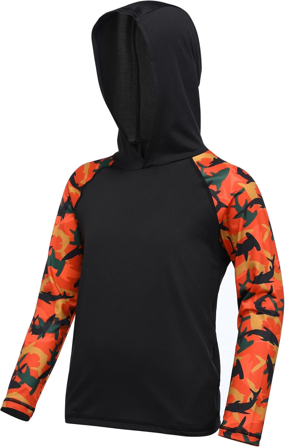 Skiennix Boys Rash Guard Swim Hoodie - UPF 50+ UV Protection Long Sleeve Fishing Shirt | Youth SPF Water Shirt