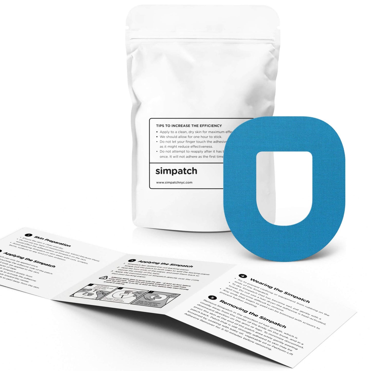 SIMPATCH Adhesive Patch for OmniPod - Pack of 25 - Multiple Colors Available (Blue)