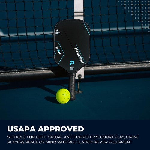 Precise Pickleball Paddle – USAPA Approved – Smooth (Power & Speed) & Textured (Spin & Control) Surfaces – Lightweight Core, Comfort Grip – for Indoor & Outdoor Play – Blue, Smooth (Power & Speed)