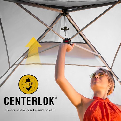 CROWN SHADES 10x10 Pop Up Canopy - Easy Setup Beach Tent with Side Wall | Outdoor Sun Shade (Orange)