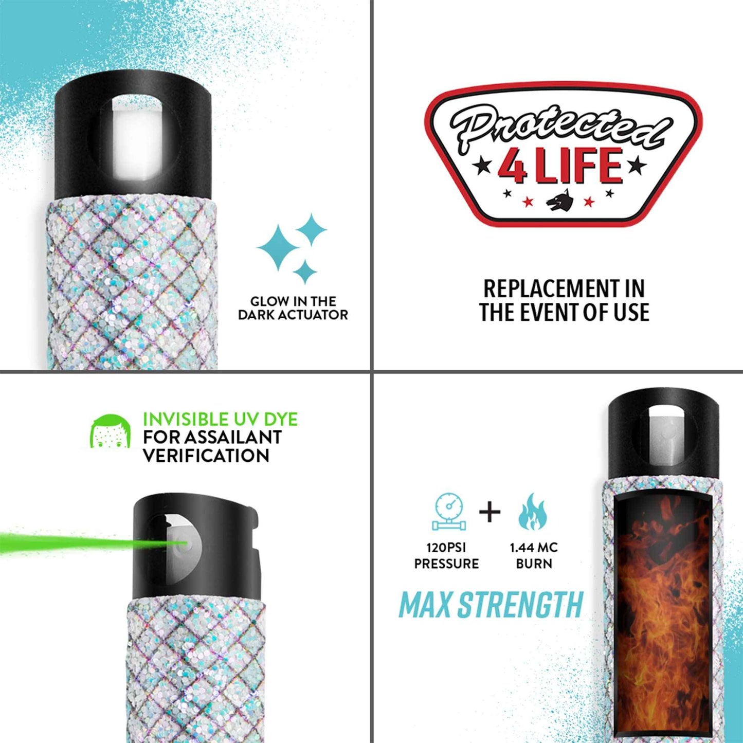 Guard Dog Security Bling it On Pepper Spray Keychain with Safety Twist Top Mini and Easy Carry Lightweight and Fashionable Maximum Police Strength OC Spray 16 Feet Range 0.5 fl oz